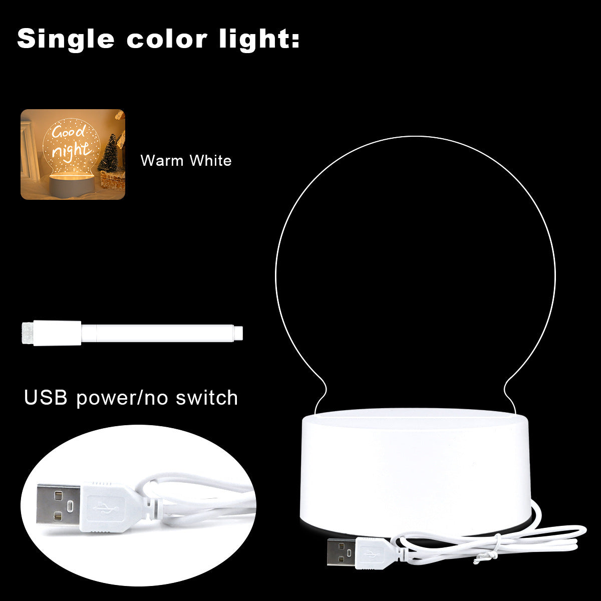 LED Note Board & Message Light – USB Powered, Erasable Desktop Night Lamp