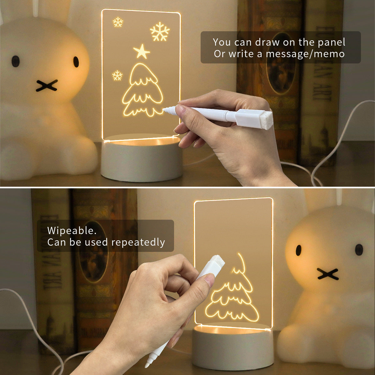 LED Note Board & Message Light – USB Powered, Erasable Desktop Night Lamp