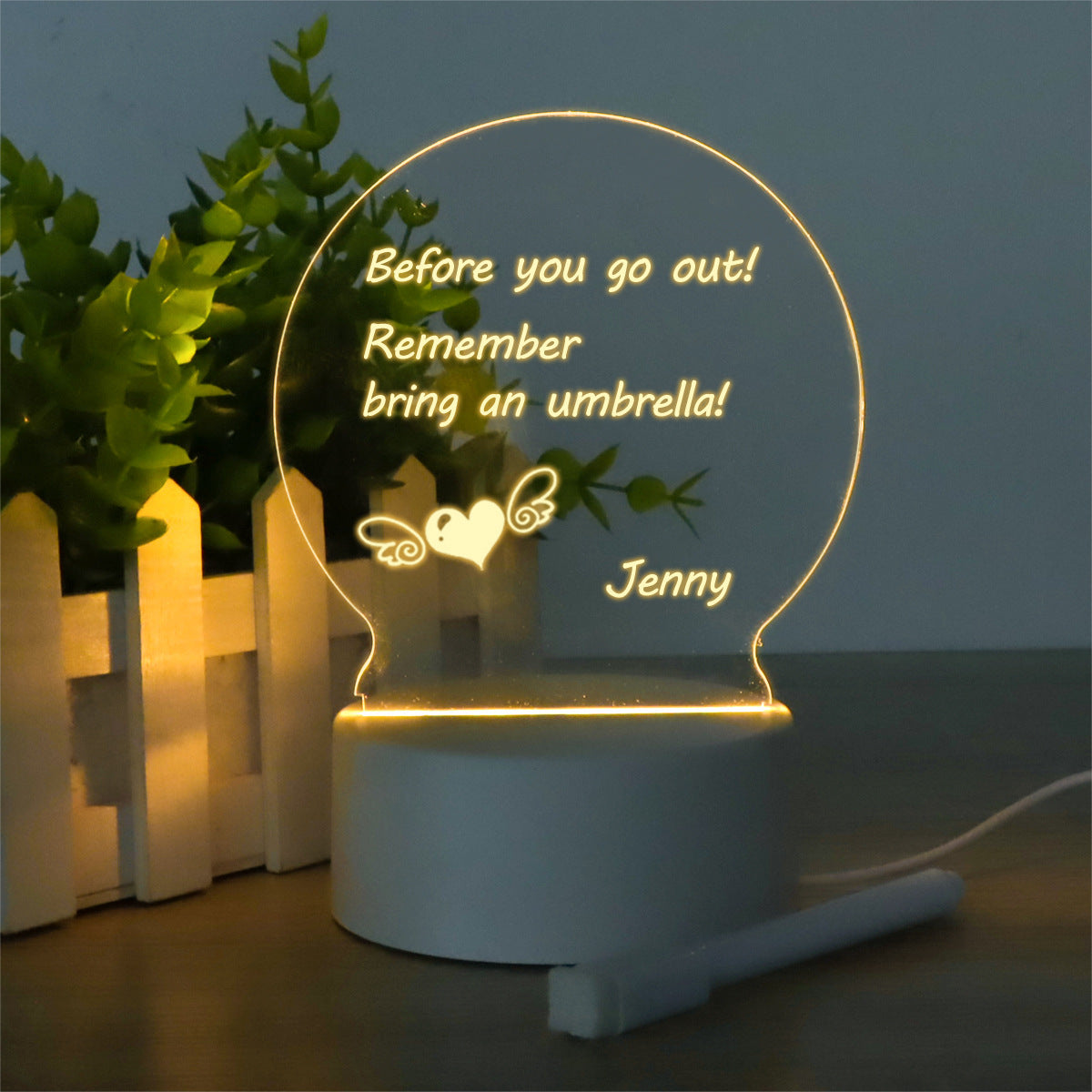 LED Note Board & Message Light – USB Powered, Erasable Desktop Night Lamp