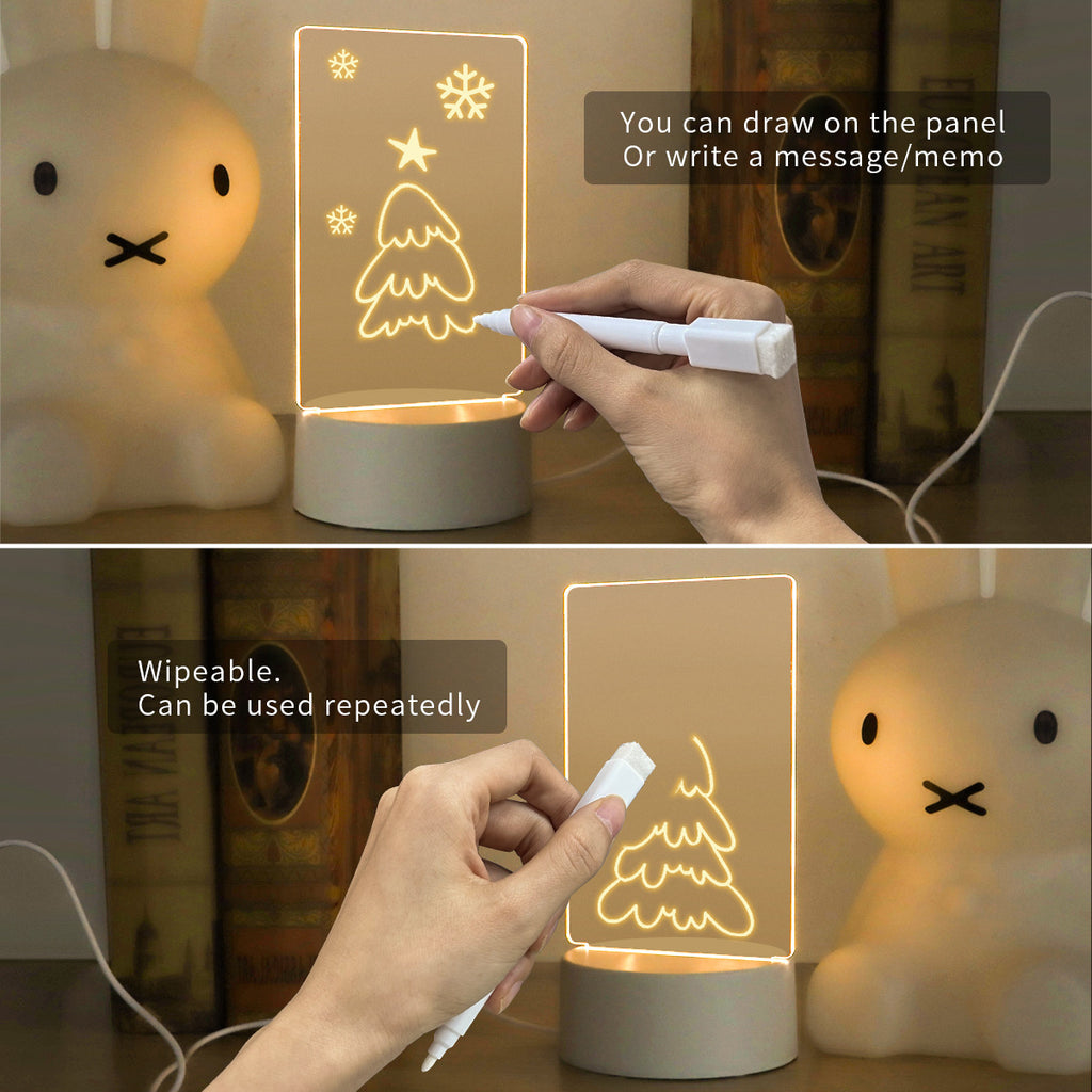 LED Note Board & Message Light – USB Powered, Erasable Desktop Night Lamp