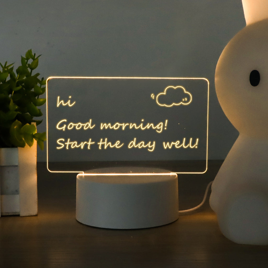 LED Note Board & Message Light – USB Powered, Erasable Desktop Night Lamp